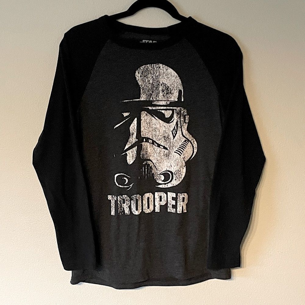 Star Wars, Women’s Black & Gray, Storm-Trooper, Long-Sleeve Tee. Size Small.
